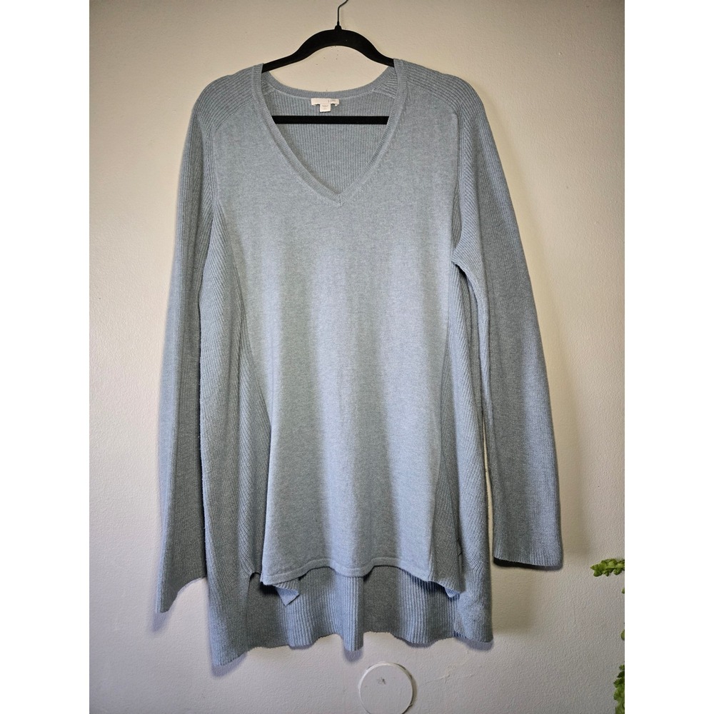 J Jill Tunic Sweater Women Large‎ Tall Blue Long Sleeve V Neck Lightweight